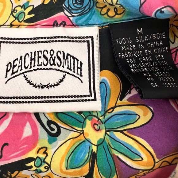 80's Silk Funky Flower Print Shirt-Size Medium - Peaches & Smith-Unisex - Picture 8 of 8